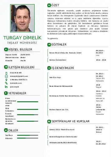 İnşaat Mühendisi Cv Örnekleri cv indir